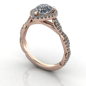 Pear halo engagement ring rose gold
