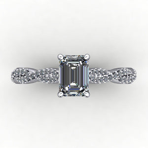Infinity inspired solitaire engagement ring soha diamond co. emerald cut