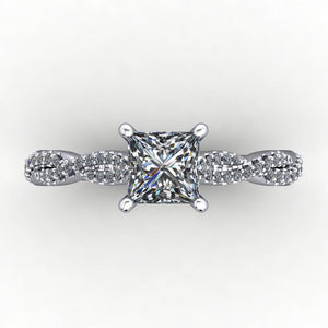 Infinity inspired solitaire engagement ring soha diamond co. princess cut