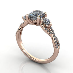 Raine Three-Stone Infinity Inspired Engagement Ring (Setting Only) 18K Rose Gold