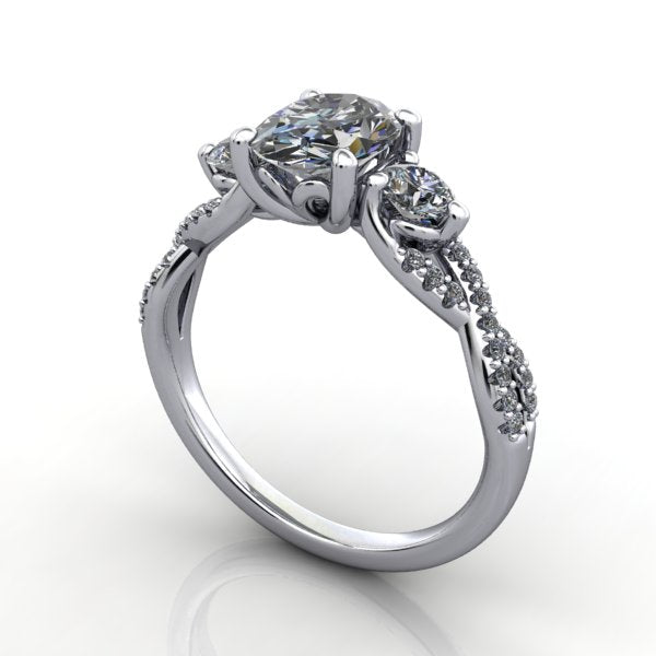 Raine Three-Stone Infinity Inspired Engagement Ring (Setting Only) Platinum