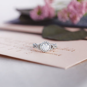 infinity inspired white gold platinum engagement ring