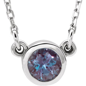Necklace - Bezel-Set Gemstone 16" Necklace