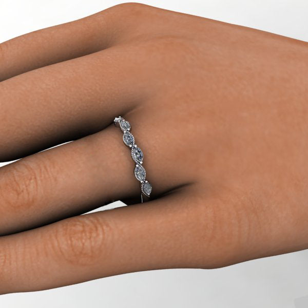 Offset Marquise Lab-Grown Diamond Wedding Band (1/3 CTW)