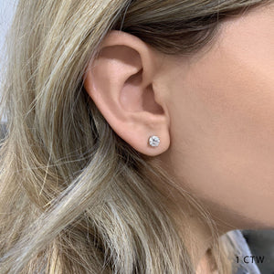 Earring - 14k White Gold 1CTW Lab-Grown Diamond 4-Prong Studs