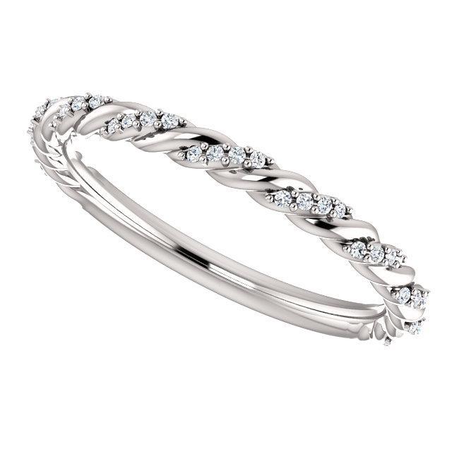 Pave twisted diamond wedding band