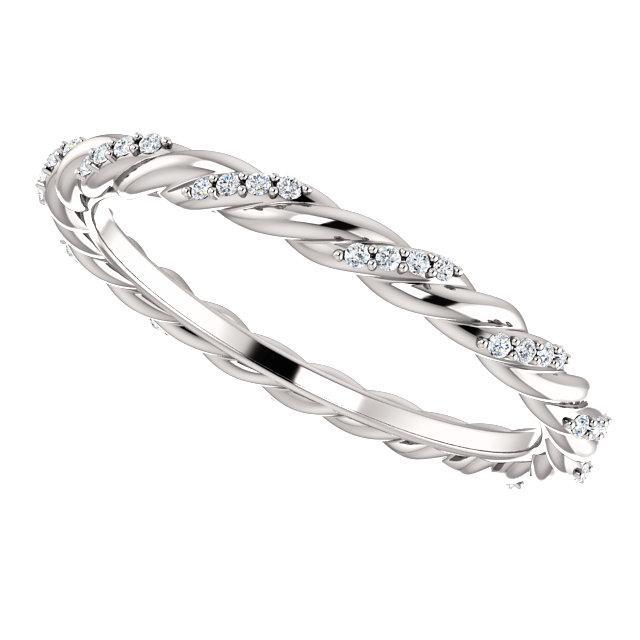 Pave twisted diamond wedding band
