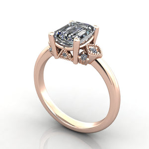 Art deco vintage inspired engagement ring rose gold