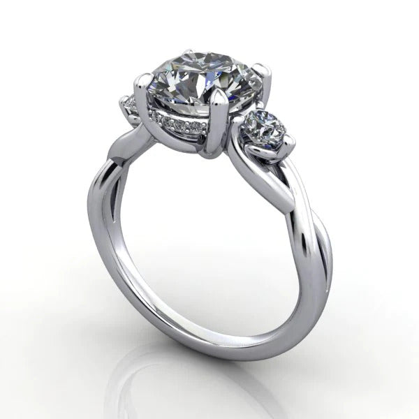 River three-stone infinity inspired engagement ring