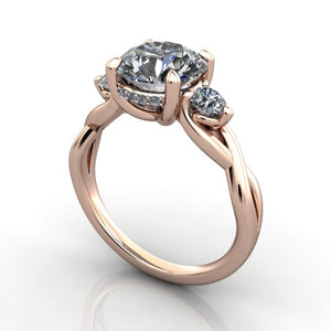 River Three-Stone Infinity Inspired Engagement Ring (Setting Only)
