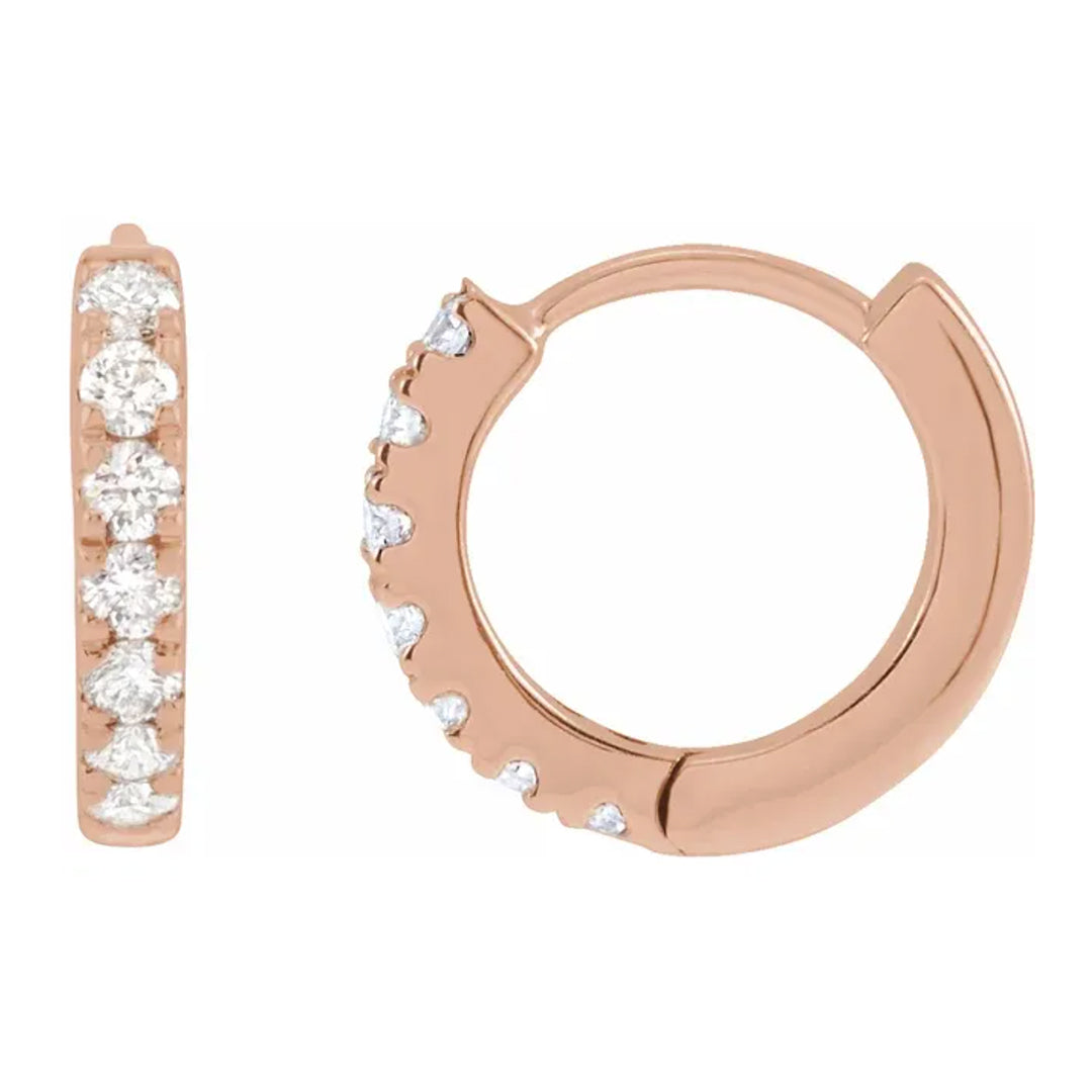 rose gold lab-grown diamond hoop earrings