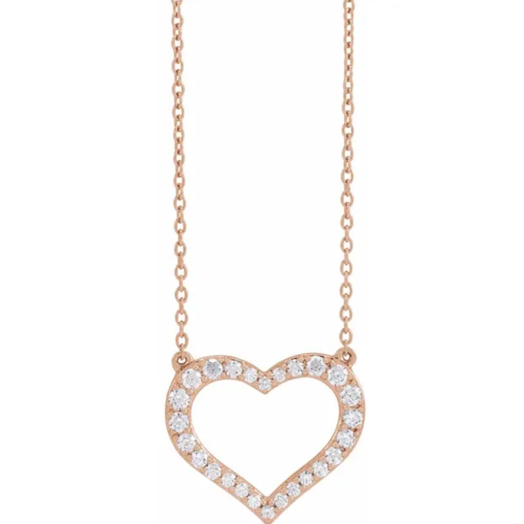 lab grown diamond heart shaped necklace rose gold