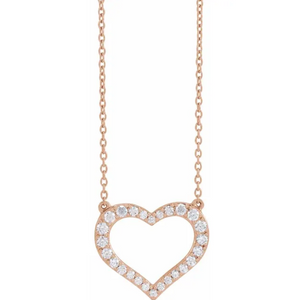 lab grown diamond heart shaped necklace rose gold