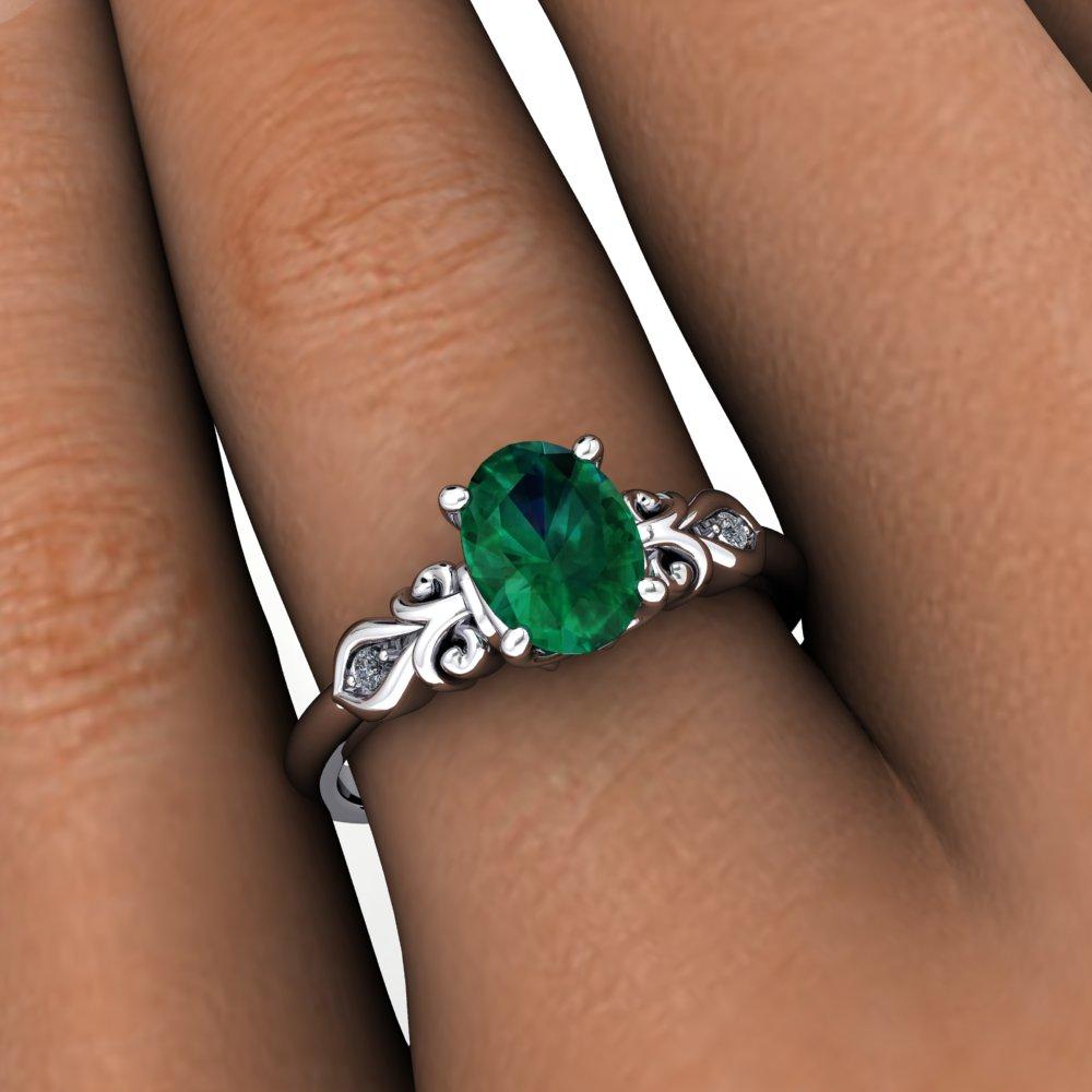 Scrollwork Oval Gemstone Solitaire Ring