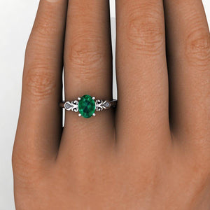 Scrollwork Oval Gemstone Solitaire Ring
