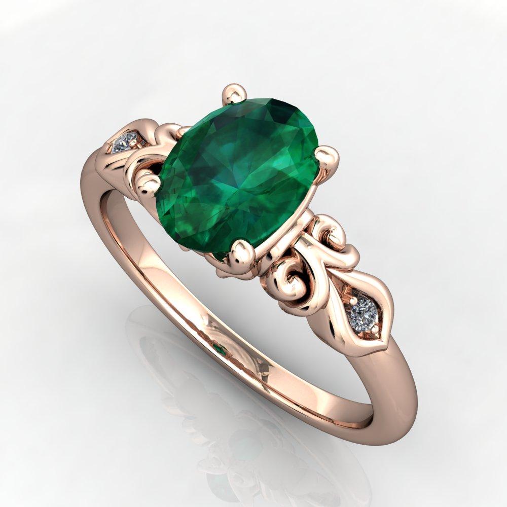 Scrollwork Oval Gemstone Solitaire Ring
