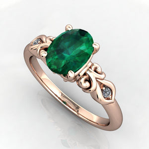 Scrollwork Oval Gemstone Solitaire Ring