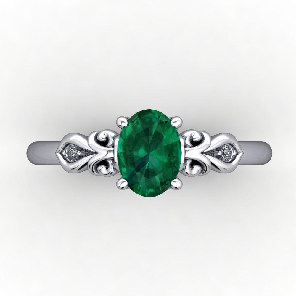 Scrollwork Oval Gemstone Solitaire Ring