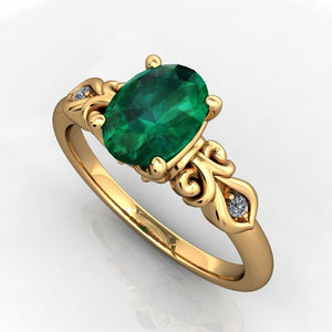 Scrollwork Oval Gemstone Solitaire Ring