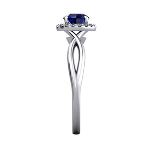 Split-shank gemstone halo engagement ring promise ring