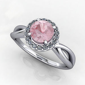 Split-shank gemstone halo engagement ring promise ring