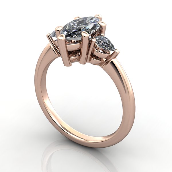 Engagement Ring -Oval Diamond Engagement Ring Natural Pink Diamonds Accents  in Platinum-ES960OVPL