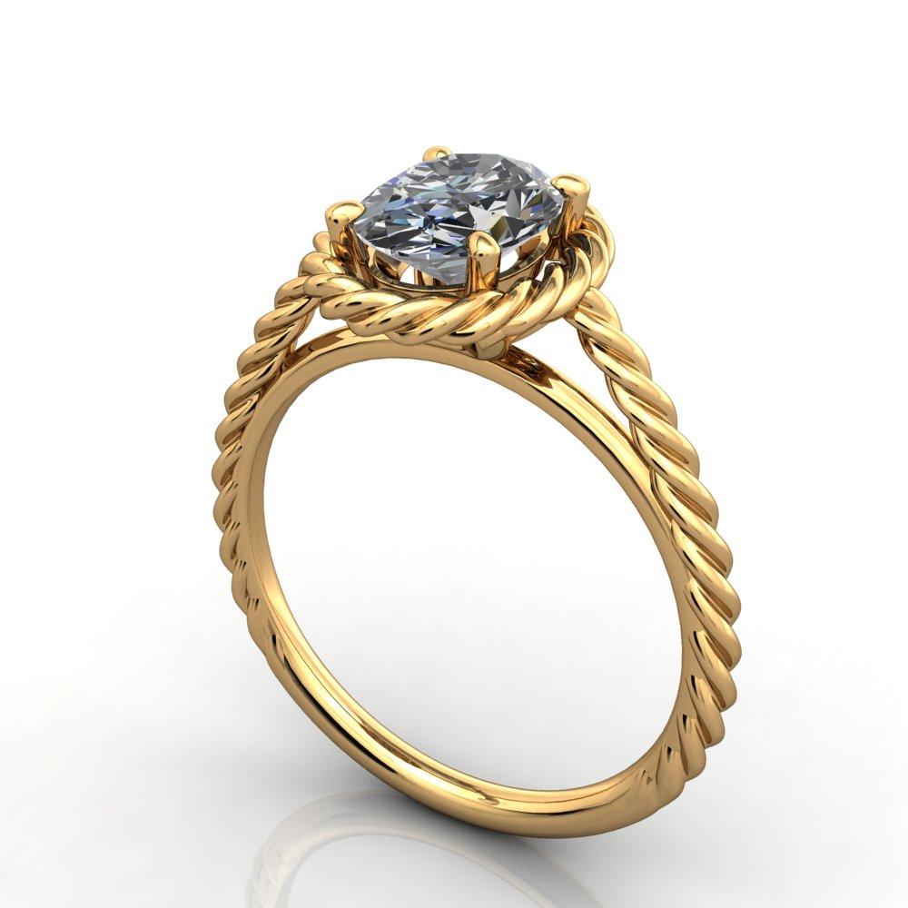 Solitaire Ring Golden Rope - yellow gold : Edenly jewellery