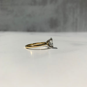 Yellow gold and platinum ring side view