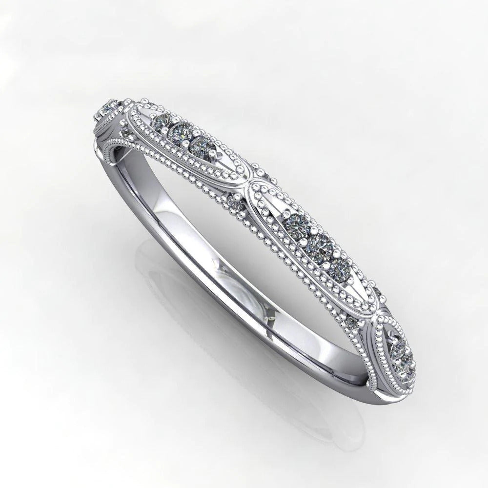 vintage inspired milgrain diamond wedding band