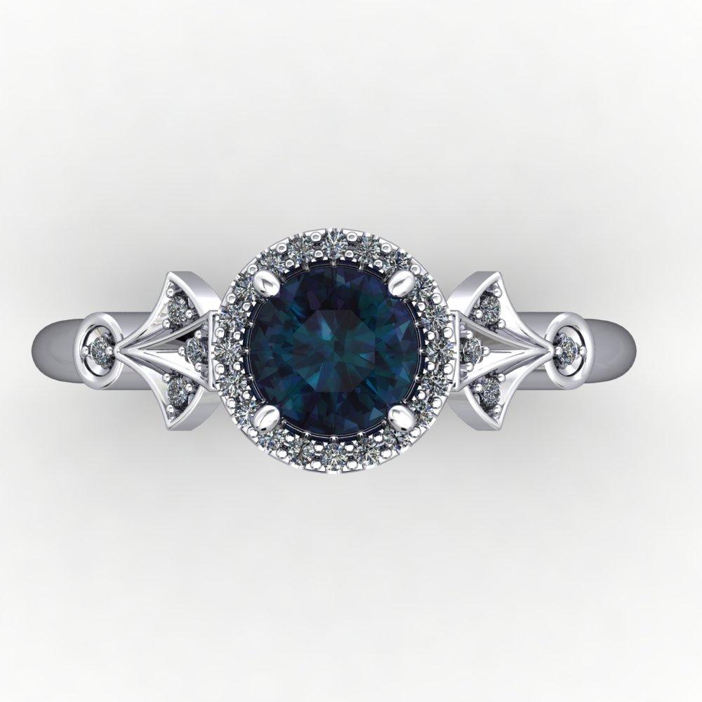 Vintage art-deco inspired gemstone engagement ring Soha Diamond Co.