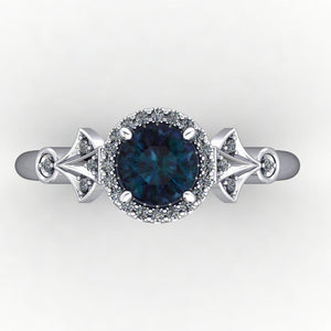 Vintage art-deco inspired gemstone engagement ring Soha Diamond Co.