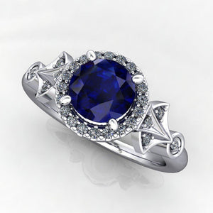 Vintage art-deco inspired gemstone engagement ring Soha Diamond Co.
