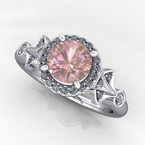 Vintage art-deco inspired gemstone engagement ring Soha Diamond Co.