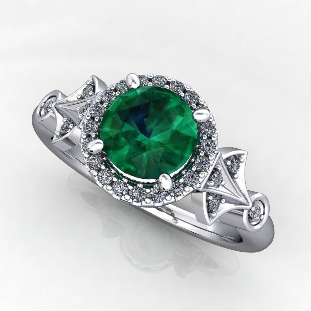 Vintage art-deco inspired gemstone engagement ring Soha Diamond Co.