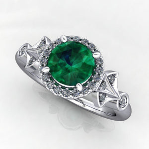 Vintage art-deco inspired gemstone engagement ring Soha Diamond Co.