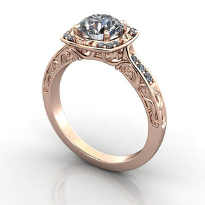Vintage inspired detailed engagement ring rose gold