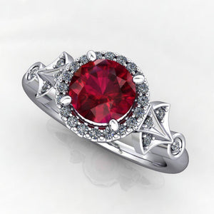 Vintage art-deco inspired gemstone engagement ring Soha Diamond Co.