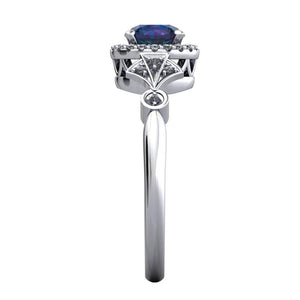 Vintage art-deco inspired gemstone engagement ring Soha Diamond Co.