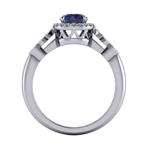 Vintage art-deco inspired gemstone engagement ring Soha Diamond Co.
