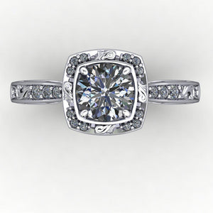 Isabelle Vintage-Inspired Halo Engagement Ring (setting only)