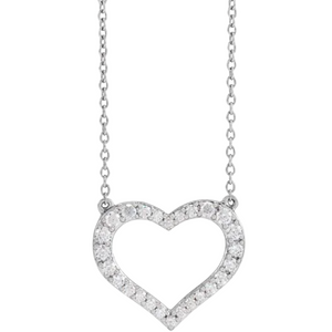 Lab-grown diamond heart shaped necklace white gold