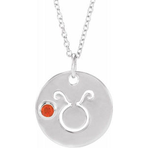 Zodiac Gemstone Disc Necklace
