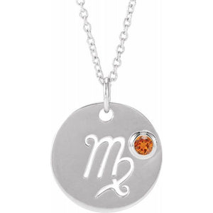 Zodiac Gemstone Disc Necklace
