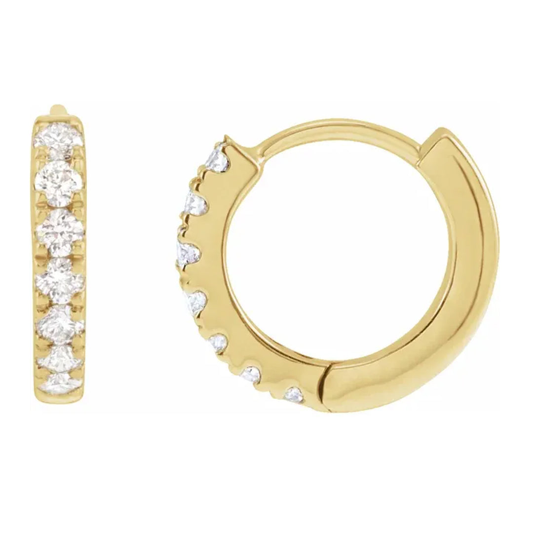 lab-grown diamond hoops in yellow gold