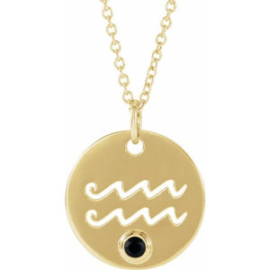 Zodiac Gemstone Disc Necklace
