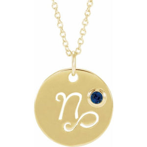 Zodiac Gemstone Disc Necklace