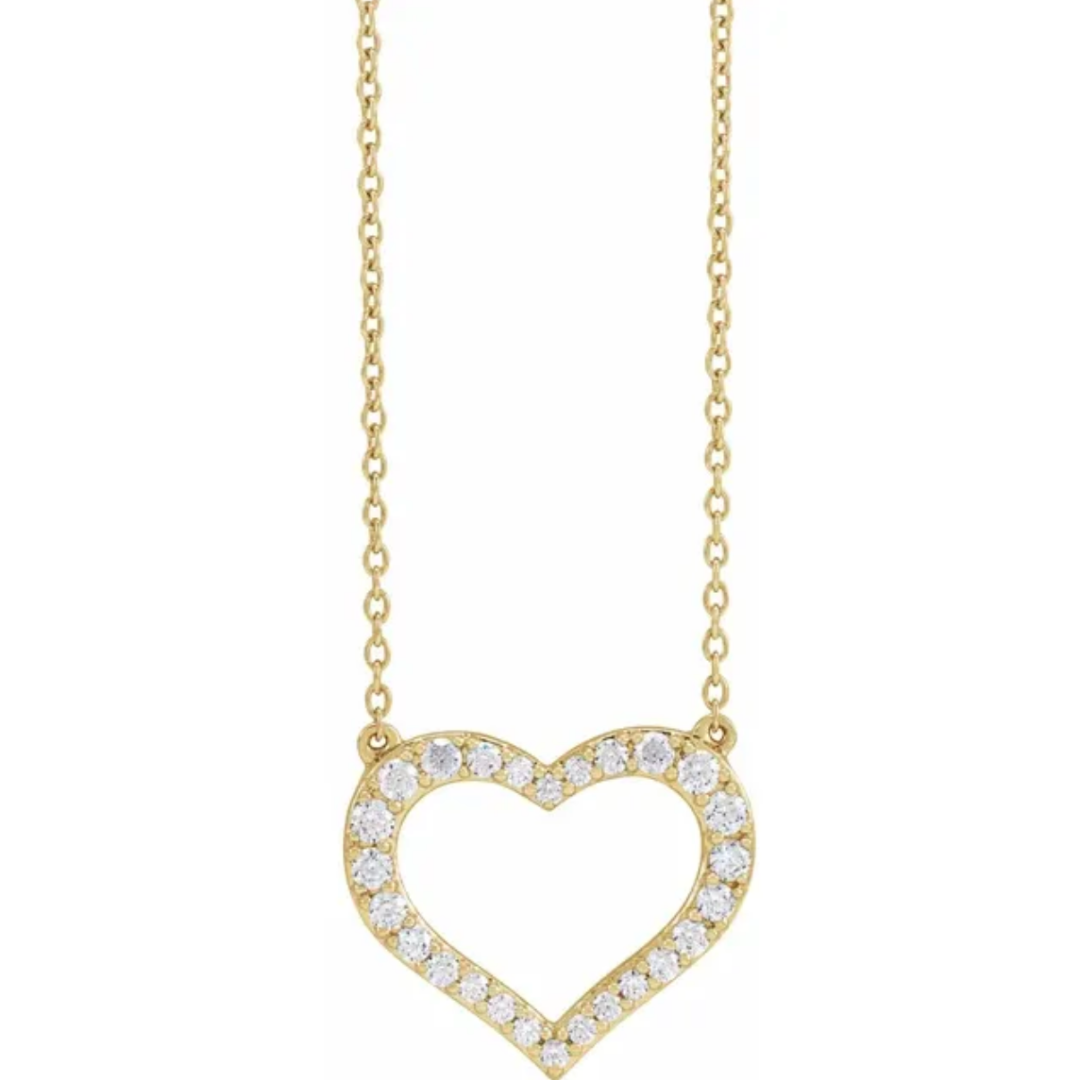 Lab-grown diamond heart shaped necklace yellow gold