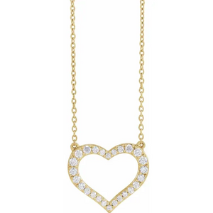 Lab-grown diamond heart shaped necklace yellow gold