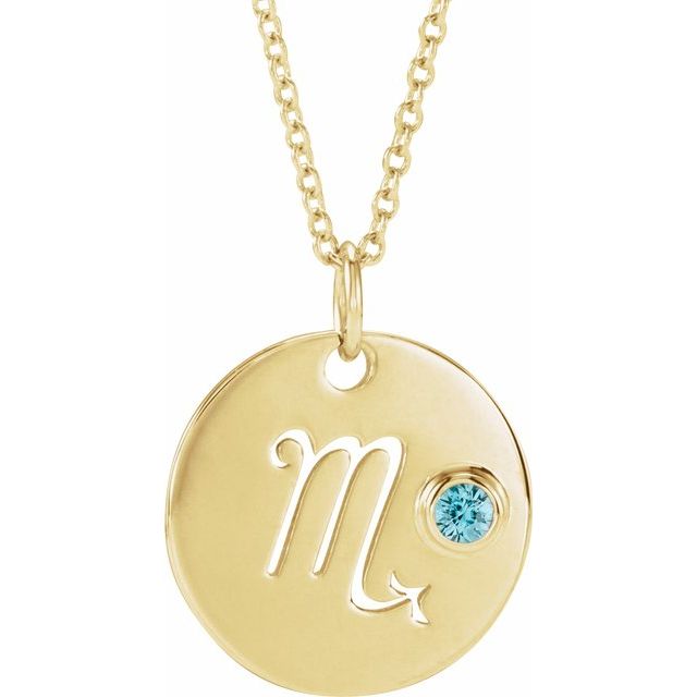 Zodiac Gemstone Disc Necklace
