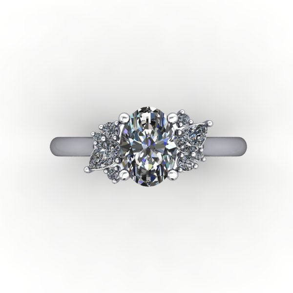 Zoe Asymmetric Cluster Solitaire Engagement Ring (setting only)